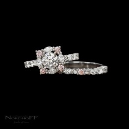 Argyle Pink and White Diamond Engagement and Wedding Ring