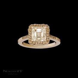 Square Emerald Cut and Argyle Champagne Engagement Ring