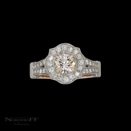 Rose Gold and White Gold Sculptured Halo Ring