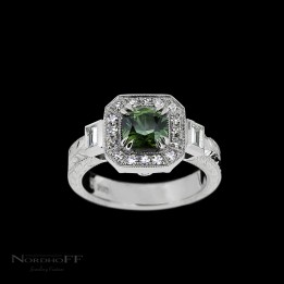 Forest Green Sapphire Engagement Ring