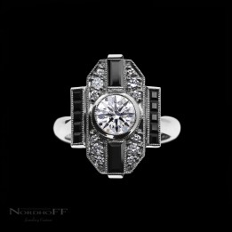 Art Deco Diamond and Spinel Engagement Ring