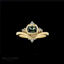 Octagonal Australian Sapphire Engagement Ring