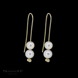 Pearl and Diamond French Hook Earrings