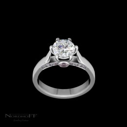 Solitaire Diamond Ring with Argyle Pink Diamond Details
