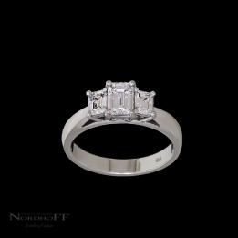 Emerald Cut Trilogy Diamond Engagement Ring
