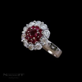 Ruby and Diamond Cluster Ring