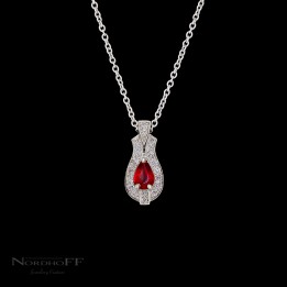 Pear Shape Ruby and Diamond Pendant