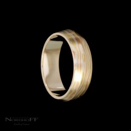 Mokume Gane Oblique Peak Wedding RIng