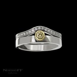 Offset Yellow Diamond Engagement ring