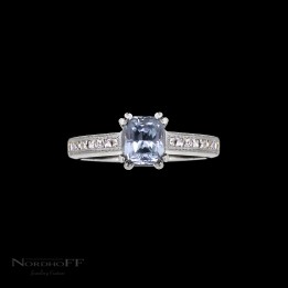 Pastel Blue Sapphire with French Cut Diamond Band
