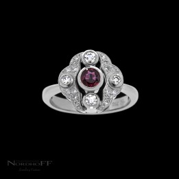 Vintage Style Ruby and Diamond Engagement Ring