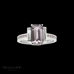 Rose Pink Sapphire and Diamond Engagement Ring