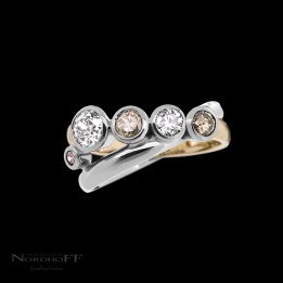 Two Tone Diamond Crossover Ring