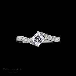 Engraved Asscher Cut Diamond Engagement Ring