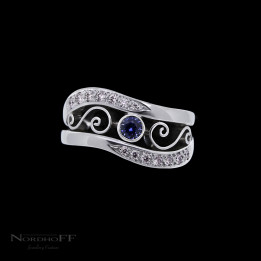 Deep Blue Sapphire and Argyle Diamond Dress Ring