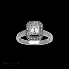Emerald Cut and Pink Diamond Halo Engagement Ring