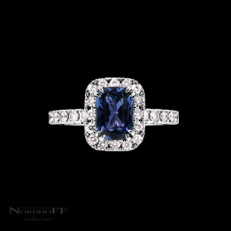 Sapphire and Argyle Pink Diamond Halo Engagement Ring
