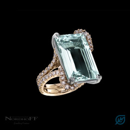 Aquamarine and Diamond Rose Gold Ring 