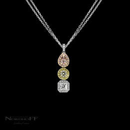 Pink, Yellow and White diamond Halo Pendant