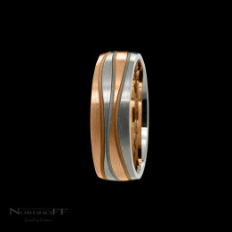 Rose and White Gold Undulating Mens Wedding Ring 