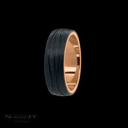 Black Zirconium Grooved Detail Wedding Ring